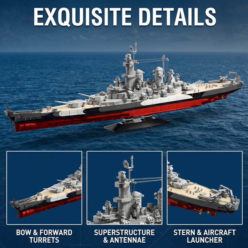 2568PCS USS Missouri Battleshi - Model Kit Uss Missouri reseña y precio